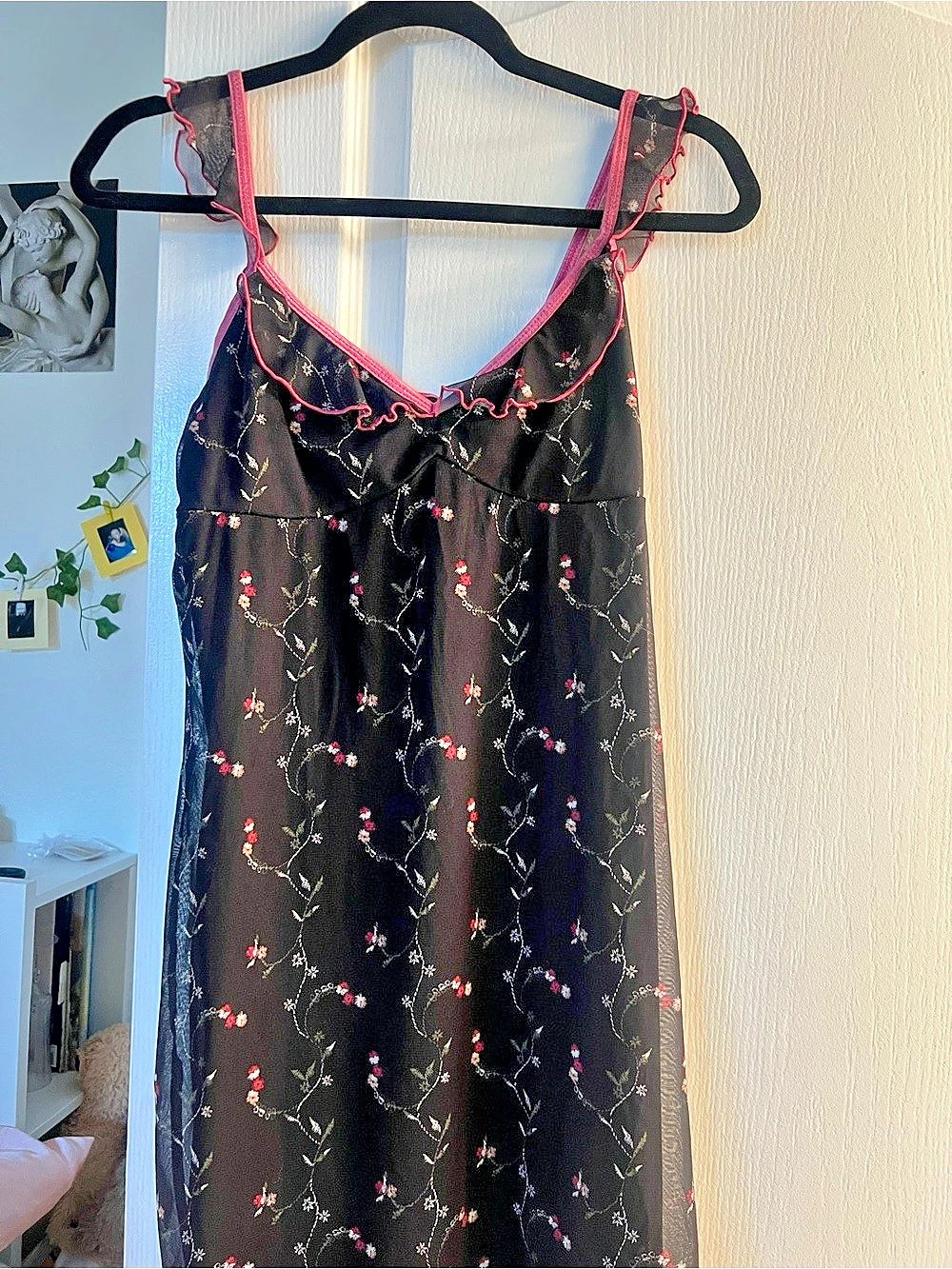 Floral Black & Pink Maxi Dress Like New